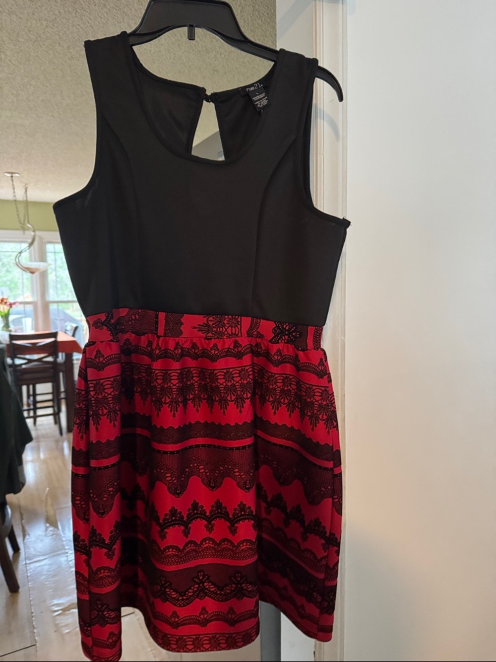 Rue21 Black and Red Lace-Pattern Midi Dress